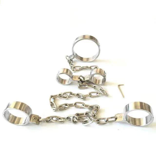 Buy Stainless Steel Bondage Kit Slave Collar Handcuffs