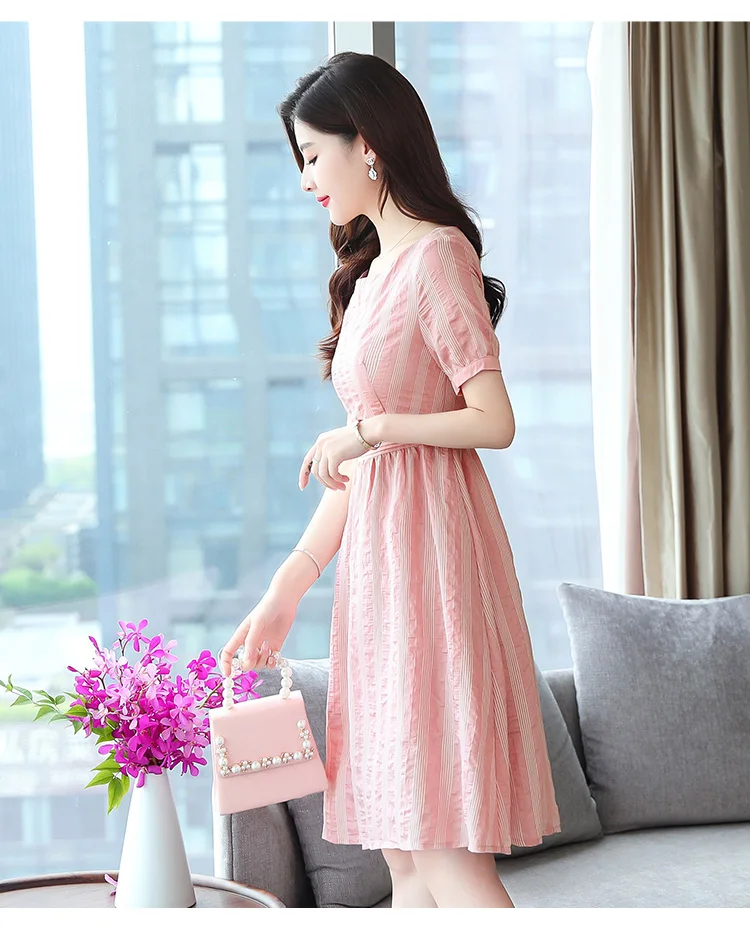 Женское винтажное элегантное розовое милое платье миди в стиле бохо, летнее платье нового размера плюс, однотонный пляжный сарафан, женские облегающие вечерние платья