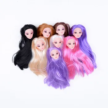 

TOYZHIJIAfashion Doll Head with Colorized straight Hair head for girl toy gift DIY Accessories For Barbie Dolls head 1/6 doll