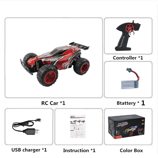 Радиоуправляемый автомобиль 2WD 2,4 GHz альпинистский автомобиль с дистанционным управлением модель автомобиля внедорожный радиоуправляемый светодиодный автомобиль радиоуправляемые игрушки - Цвет: Red 1B Color Box