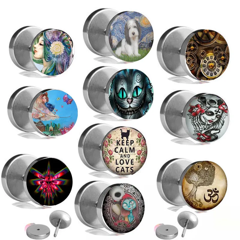 Skull Steel Skeleton Fake Ear Plug Flesh Plugs cheater Tapers Ear