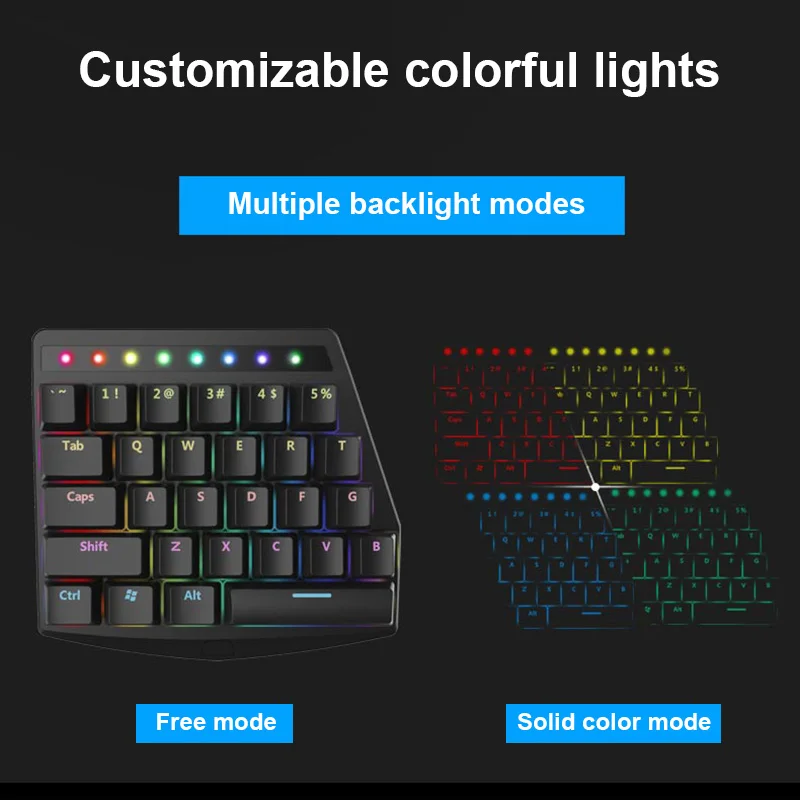

New 28 Keys One Hand Design Mechanical Keyboard Wireless for Esport Gaming PUBG Mobile Games