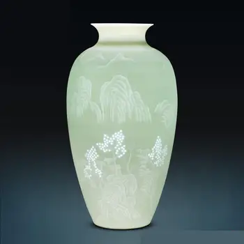 

Jingdezhen Ornaments Hand Painted Mountain Map Water Culture Vase Chinese Living Room Flower vase Decor porcelain ceramic vase