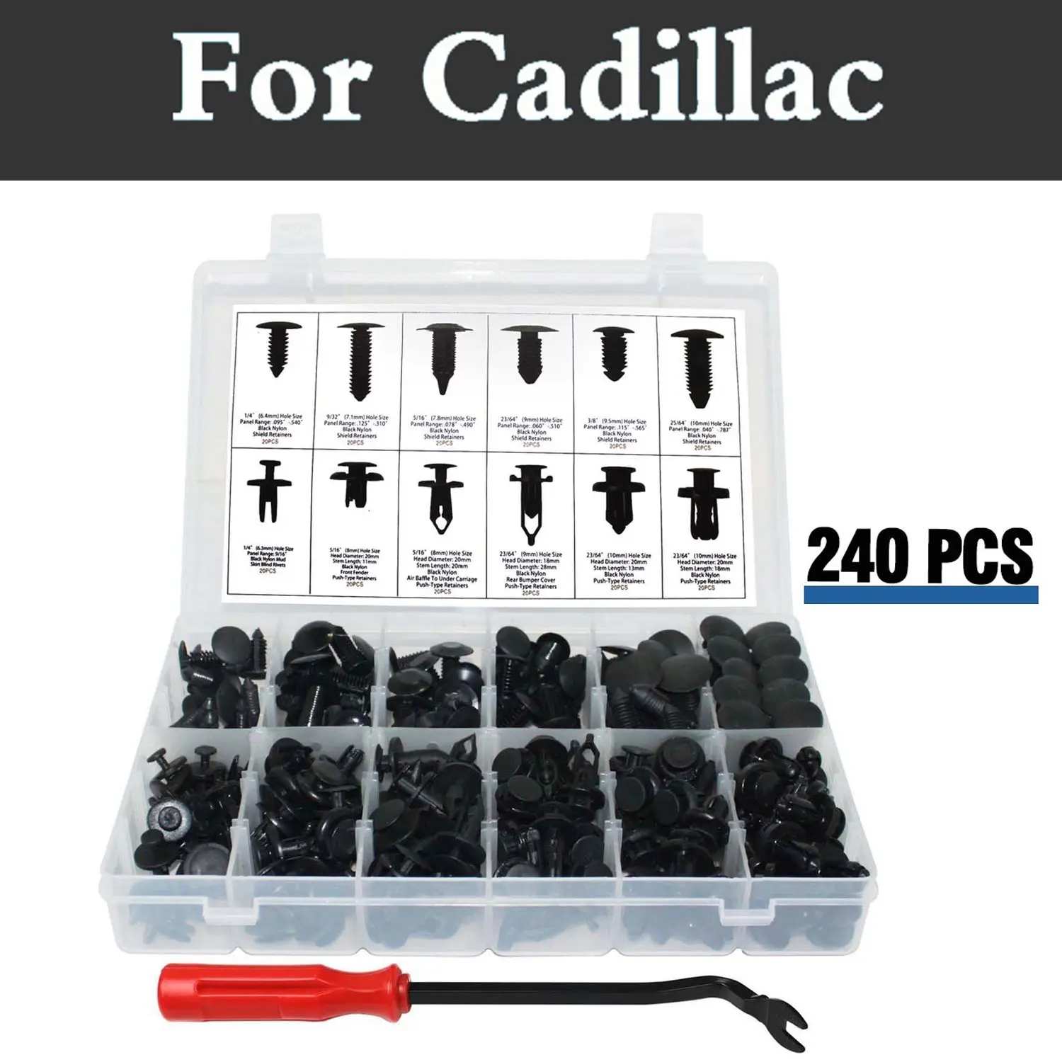 240pcs Car Push Pin Rivet Trim Clips Retainer Set 12 Most Popular Sizes
