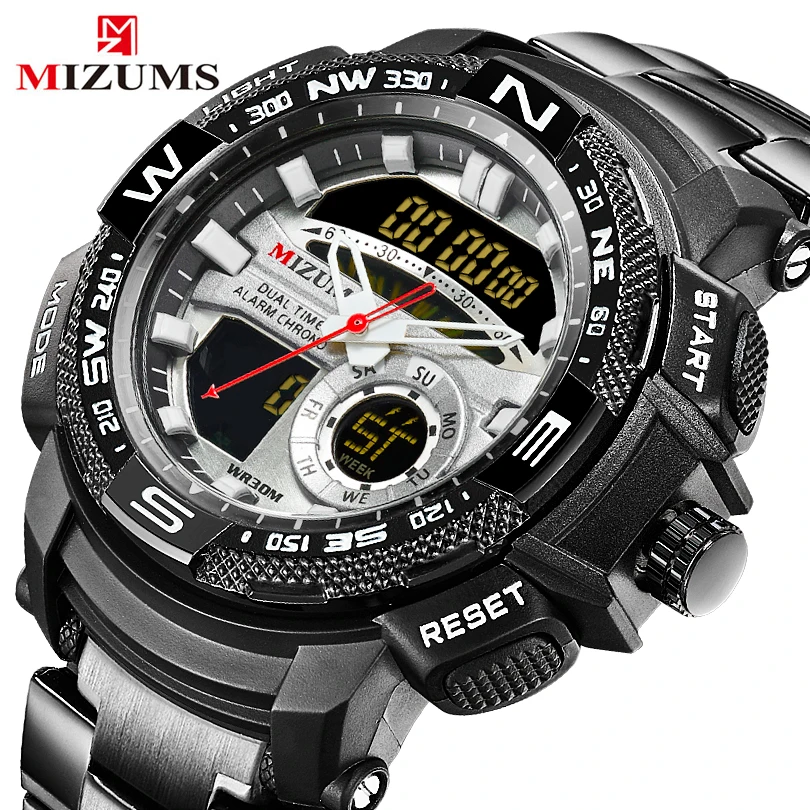 

MIZUMS Brand Men Military Wrist Watches Golden LED Digital Sport Watch For Men's Dual Time Quartz Clock Relogio Masculino