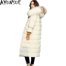 Новые зимние пуховики для Для женщин девять четверти рукавом с капюшоном вниз пальто женский утолщаются Теплые пуховые парки Пальто ST540