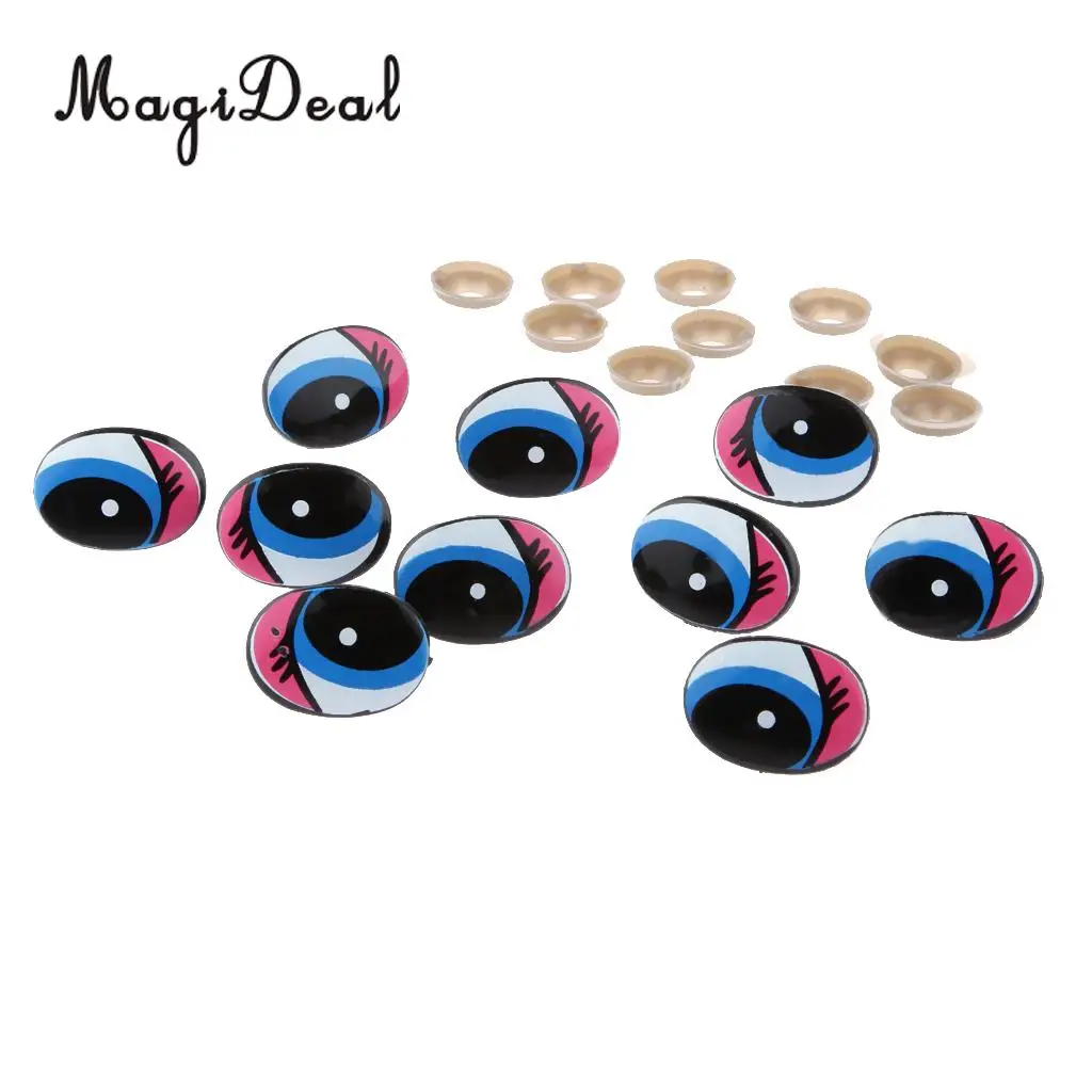 MagiDeal 5 Pairs Plastic Safety Eyes Cartoon Moving Eyes for Bear Doll Puppet Crafts Plush Animals Cats Frogs Dragons Fairies