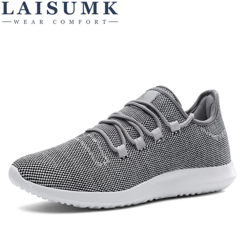 

LAISUMK New Men Shoes Men Casual Shoes Summer Breathable Lace Up Flats Fashion Light Male Footwear Size 39-44 Sapatilhas Homem