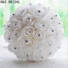 Кристалл Белый Кот свадебный букет невесты Искусственные Свадебные букеты de noiva цветок розы свадебный букет de mariage