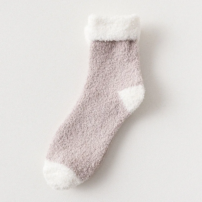 Яркого цвета в стиле пэчворк махровые теплые женские милые зимние пушистые толстые повседневные пушистые женские носки термо Носки Короткие хлопковые женские носки - Цвет: Patchwork coffee