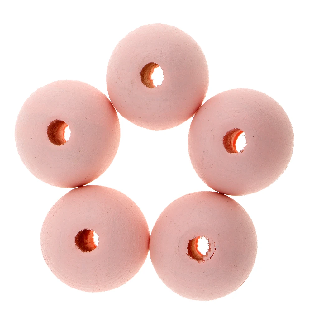 30 Pieces Dyed Color Natural Wood Spacer Loose Beads Necklace Bracelet Charms Findings 20mm