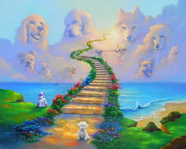 5D рукоделие DIY Алмазная мозаика собака небеса Радуга мост вышивки крестом квадратная Бриллиантовая вышивка для дома Декор мозаика - Цвет: J