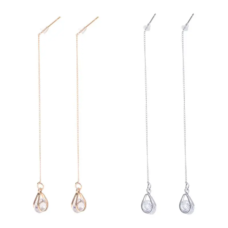 

Chic Woman's Drop Earrings Zircon Stone Thin Chain Pendant Luxury Fashion Long Women Jewelry Christmas Gifts