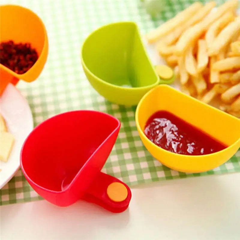 

4pcs/set Dip Saucers Assorted Salad Sauce Ketchup Jam Dip Clip Cup Bowl For Tomato Salt Vinegar Sugar Flavor Splice Kitchen Tool