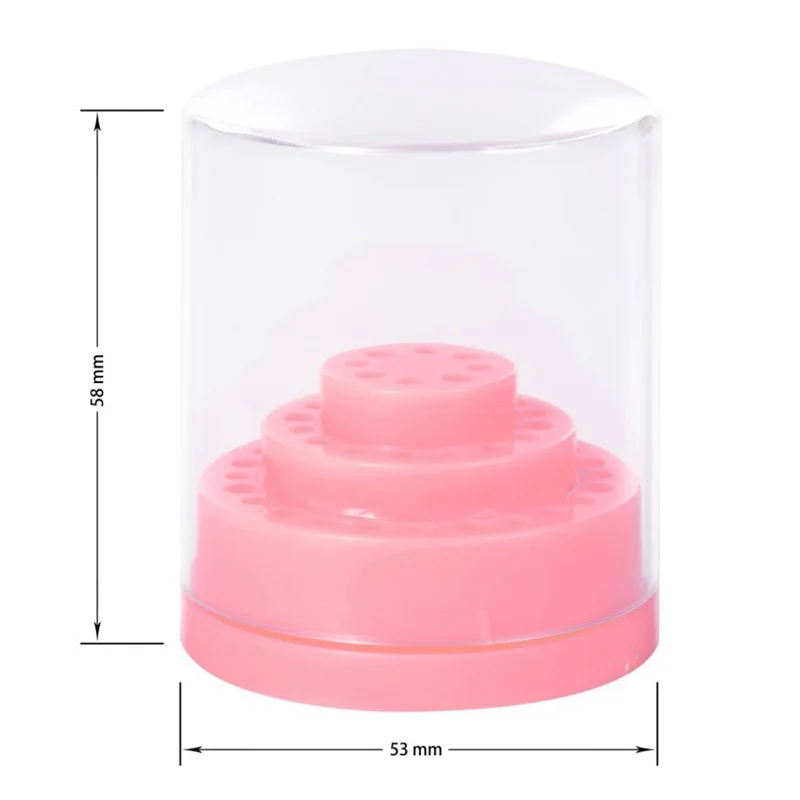 1 Set 48 Holes Pink Nail Drill Bits Holder Stand Display Nail Drill Bit Box Organizer Container Manicure Tool