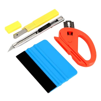 

LEEPEE 4pcs/set Auto Accessories Car Vinyl Wrap Cutter Knife Film Squeegee Scraper Tools Vehicle Sticker Installation Kit