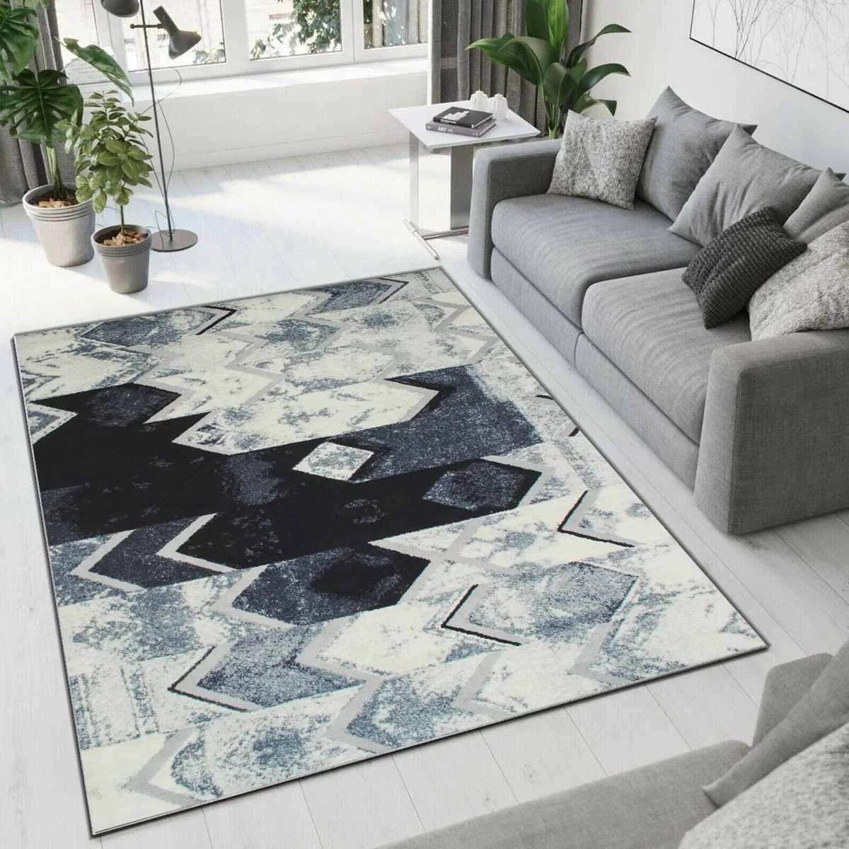 High Quality Abstract Black Grey Silver Art Carpet For Living Room Bedroom Anti Slip Floor Mat Fashion Kitchen Carpet Area Rugs Commercial Tile Carpet