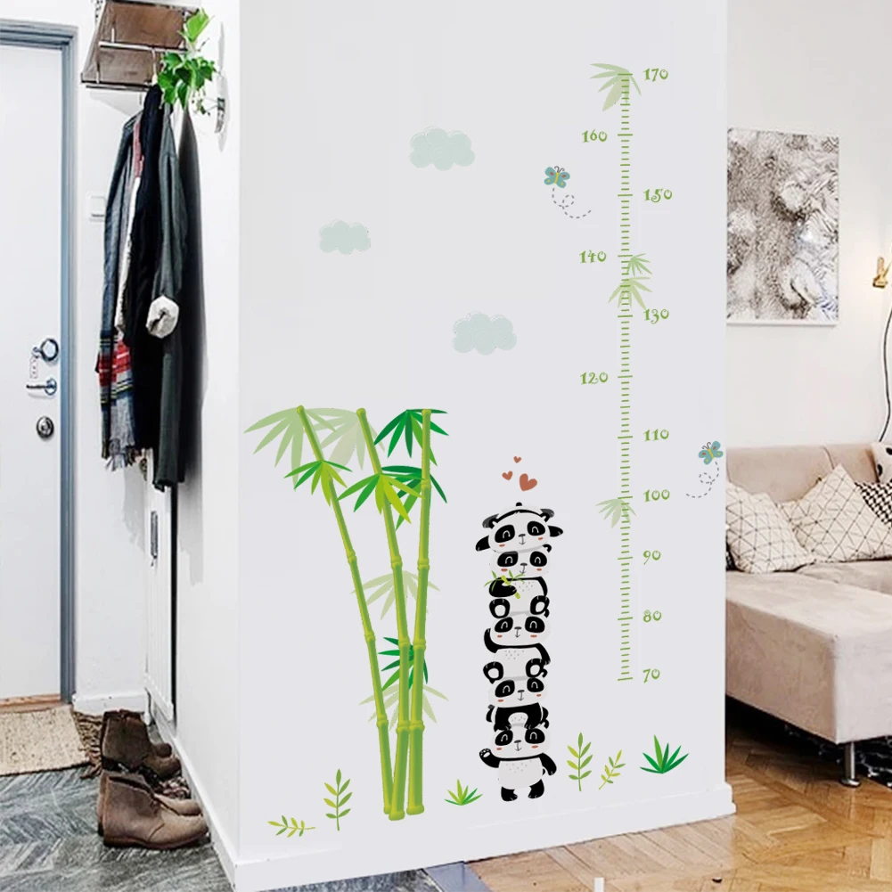 Cartoon Panda bamboo Measure Height ruler Stickers Wall Stickers Kindergarten Kids Room Decor Children Height Ruler Stadiometer