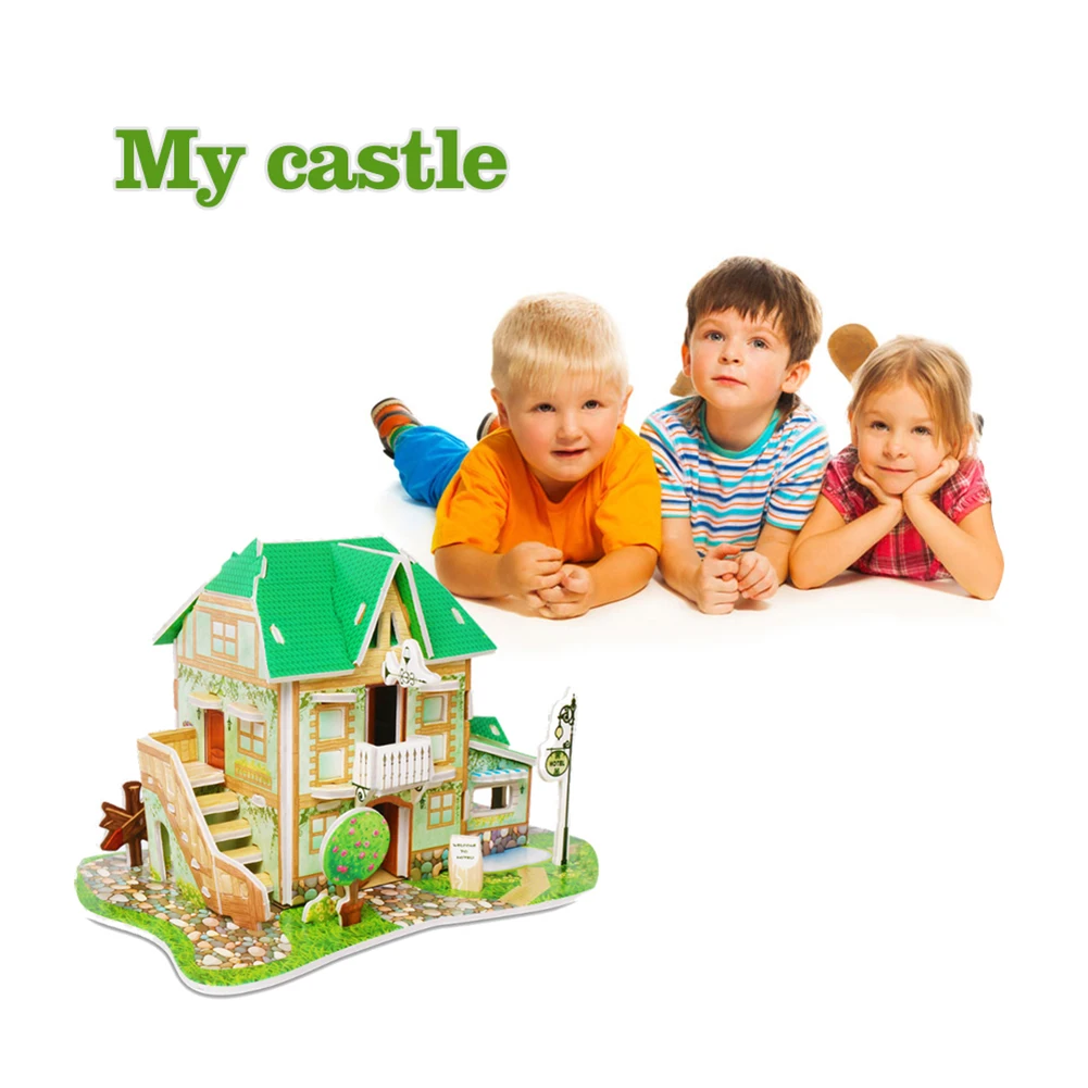 1 набор головоломки собрать модель мультфильм здание замка Развивающие детские игрушки