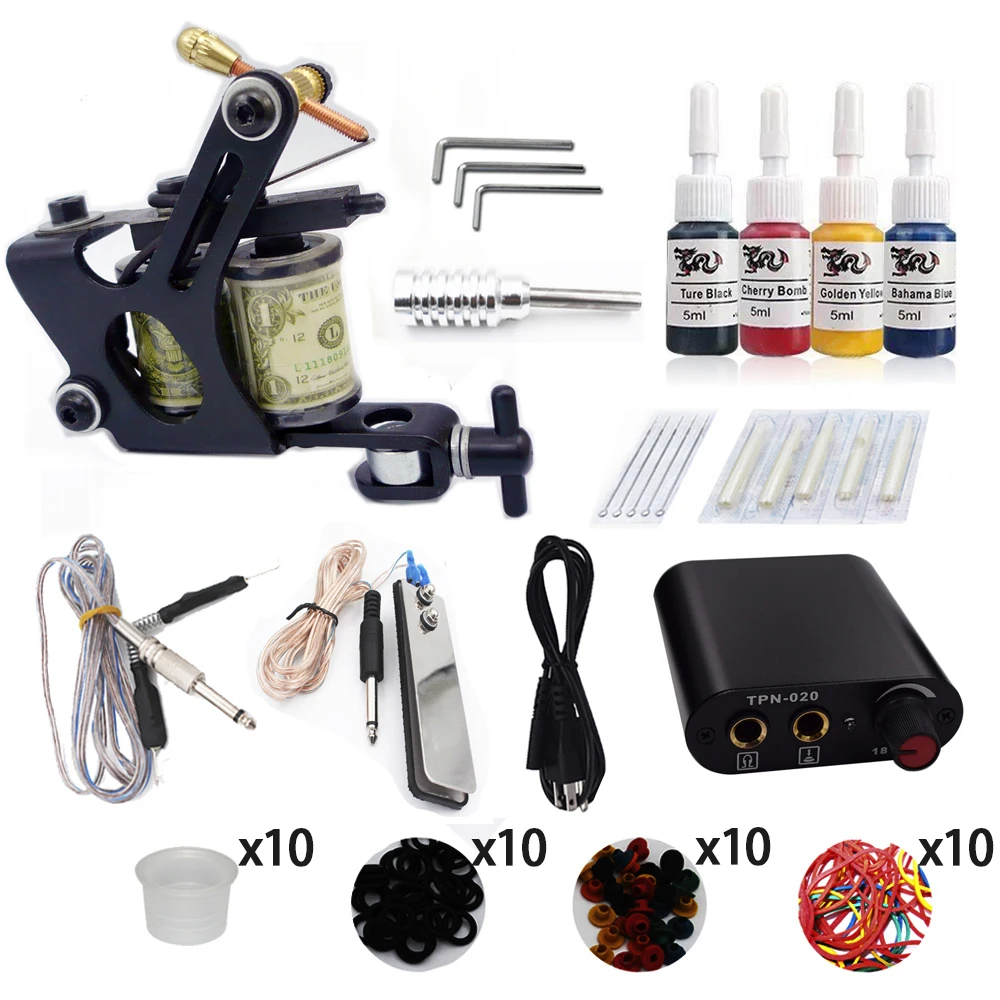 

Biomaser K1-2 Tattoo Kit 1 Tattoo Machines Gun Black Ink Set Power Supply Grips Body Arts Tools Set Tattoo Permanent Makeup