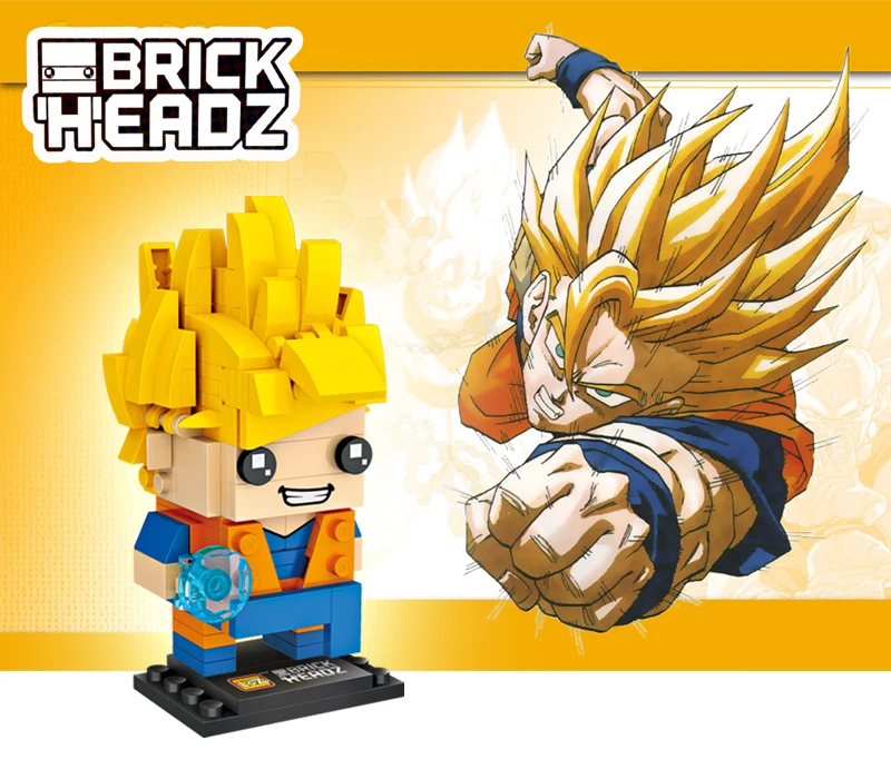 LOZ Dragon Ball Super Saiyan Son Goku, экшн-фигурка, игрушка, Dragon Ball Z, кирпичная голова, мини-строительные блоки, 200 шт., для детей 6+ лет