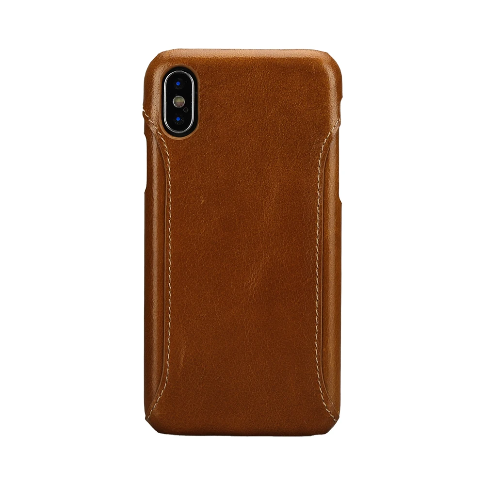 

for iPhone Xs X Real Leather oil wax skin stitching Business Mobile Phone back Cover shell for iPhone 8 Plus 7 6 6s Plus Cases