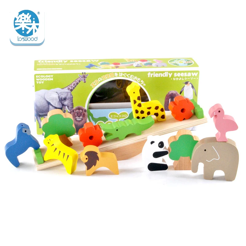 

Baby Wooden Montessori Early Learning Building Blocks Animals Seesaw Balance Beam Jenga Parenting Board Game