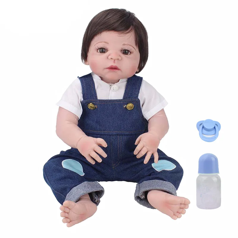 Boneca bebes reborn 2" 57 см полный силиконовый винил reborn baby boy body куклы игрушки для детей подарок realita menino малыш