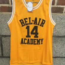 Баскетбольная Футболка Fresh Prince желтая Bel-Air Academy 14 Will Smith 25 Carlton Banks сшитая зеленая черная