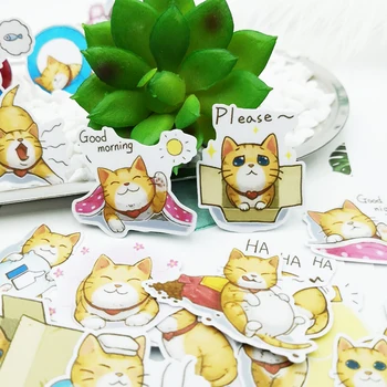 

20/40pcs Funny Pretty Cute Fat Cat Cartoon Sticker Notebook Skateboard Bike DIY Waterproof Sticker