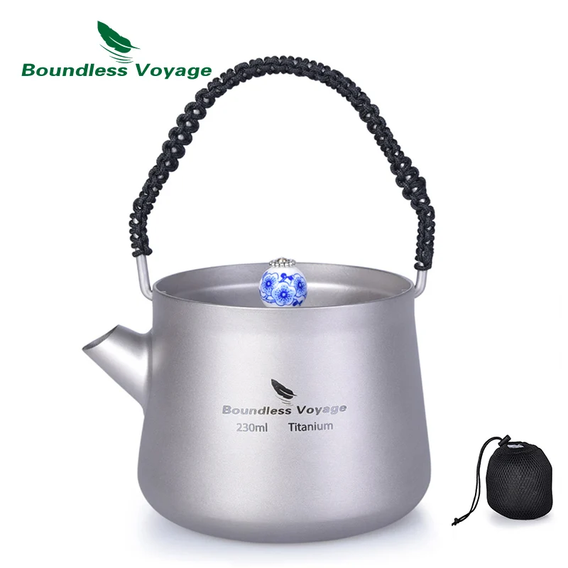 

Boundless Voyage 230ml Mini Titanium Kettle with Filter Anti-scalding Handle Lid Camping Water Coffee Tea Pot Canteen Cooker