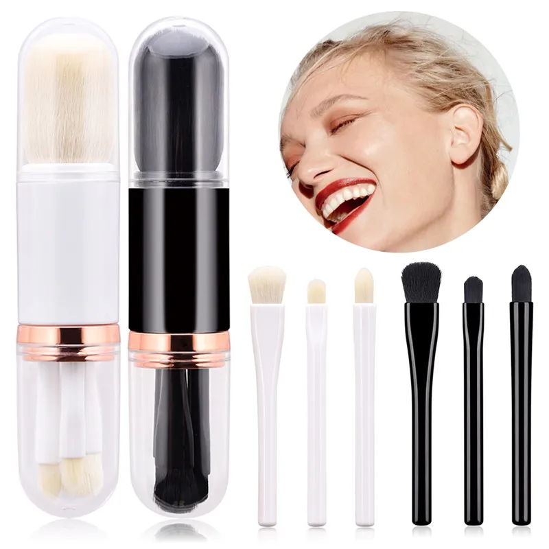 

New 4-in-1 makeup brushes double head with cover multi-function combination loose powder blush eye shadow makeup brushes set