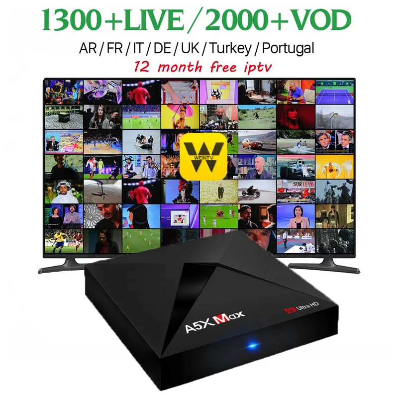 

[WeChip]A5X Max 4k android 8.1 smart tv box 4GB+32GB RK3328 Quad-Core 64bit 1080P Bluetooth4.1 Dual WiFi HD a5xmax Media Player