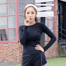 Women Gym Fitness Yoga Exercise Clothing Long Sleeve Sports T-shirt Quick Drying Slim Shirt
