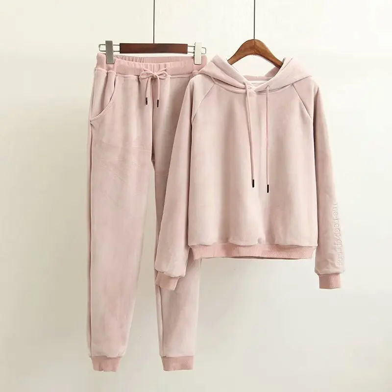 Capuchon Porter Doux Rlyaeiz Hoodies Pantalon Survêtement Femmes pink 2 À Nouveau 2018 De Femelle Pièce Costumes Sporting Femme Sport Ensemble Black WnUWa760O