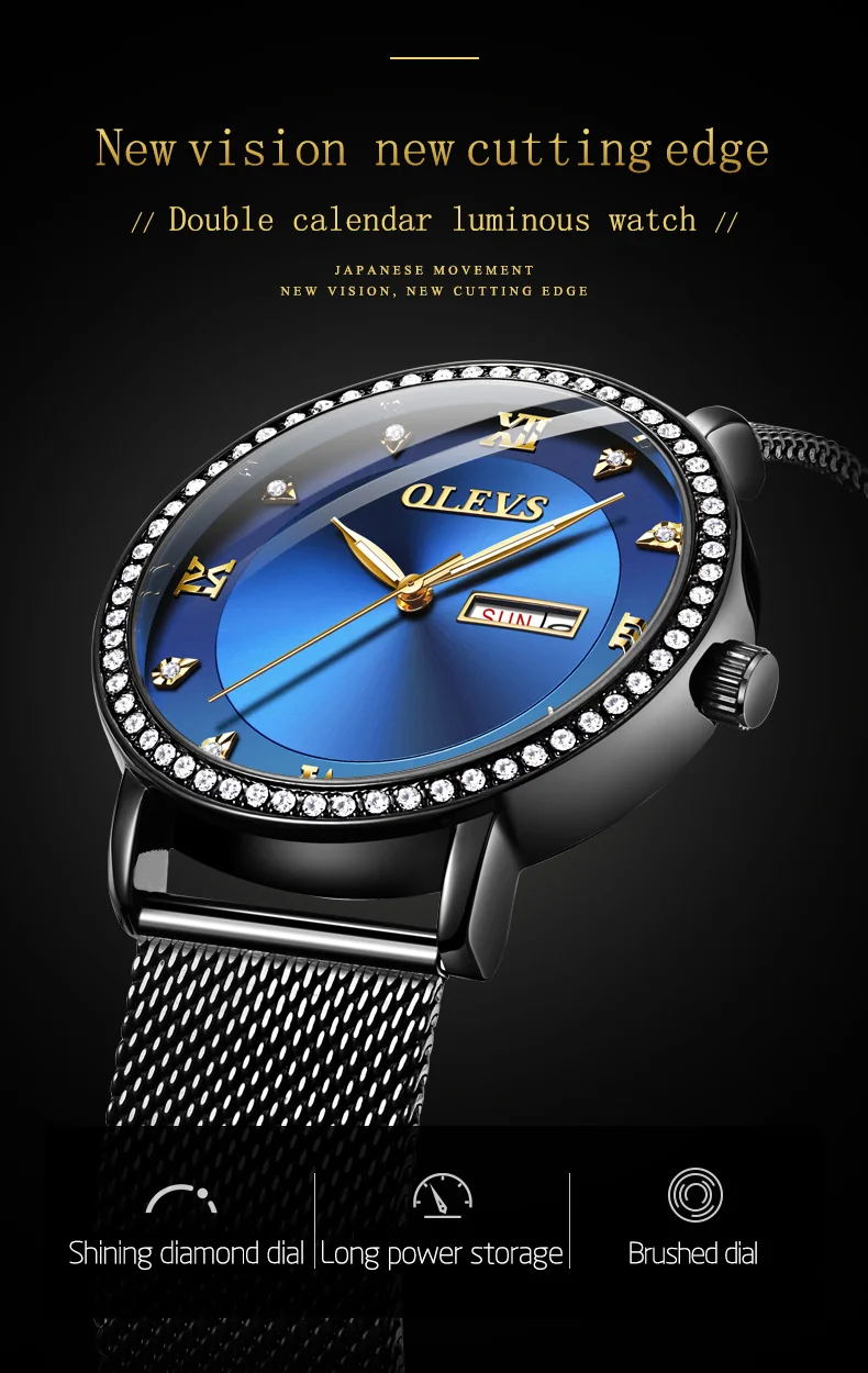 OLEVS Элитный бренд дамы кристалл часы женские классические водостойкие розовое золото модный браслет с кристаллами подарок ко Дню Святого