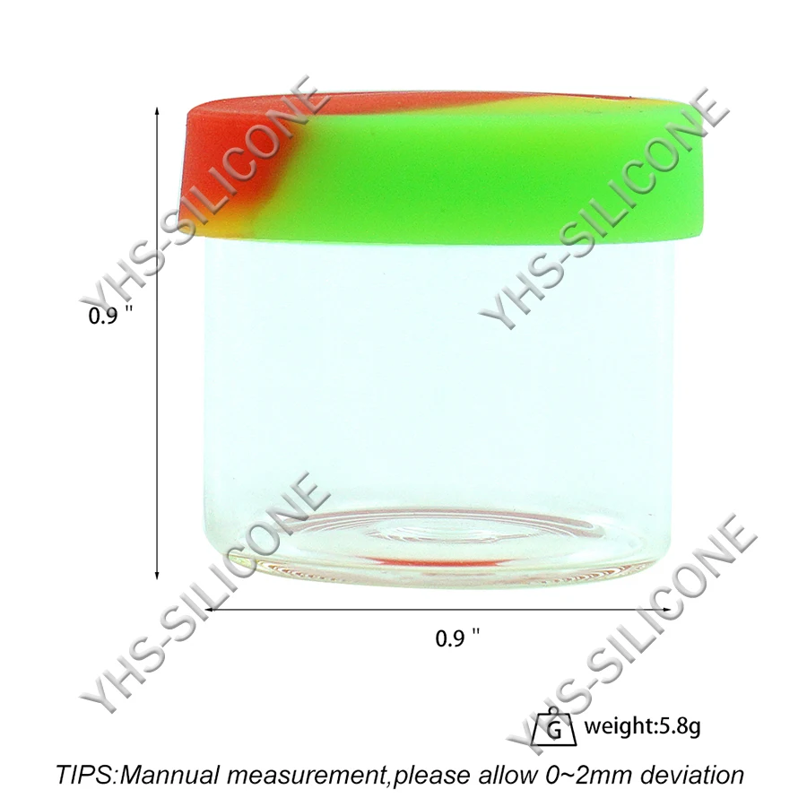 100 шт антипригарные стеклянные баночки Воск Контейнер 6 мл банки сухой концентрат контейнер воск стеклянный колпак с силиконовой крышкой