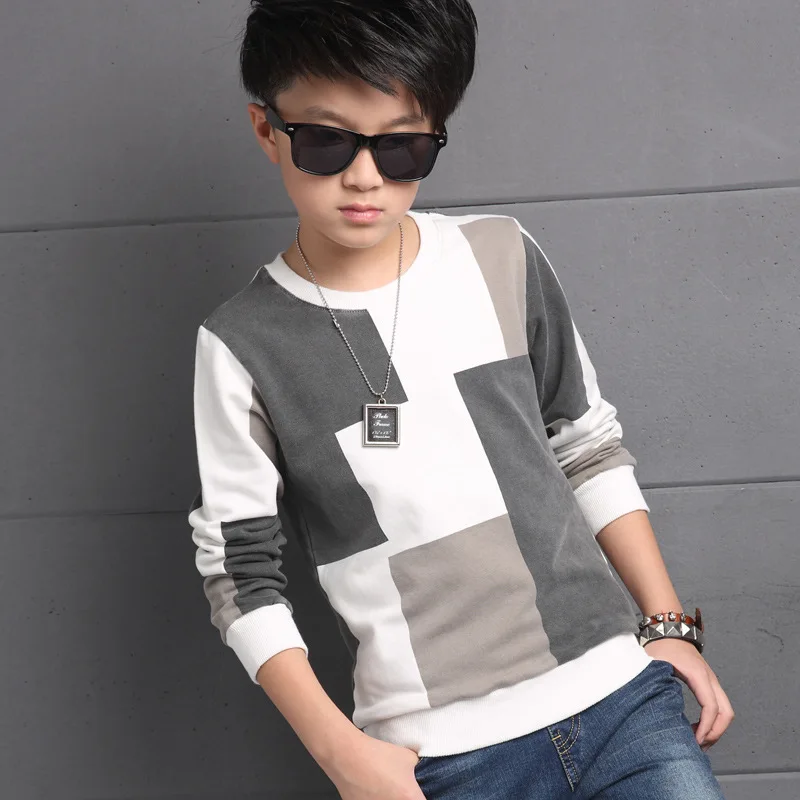 2017-New-Leisure-Kids-Childrens-Clothing-Boy-Autumn-Checked-Knit-Sweater-T-shirt-Coat-Cuhk-Children-Joining-Together-5-16Year-3