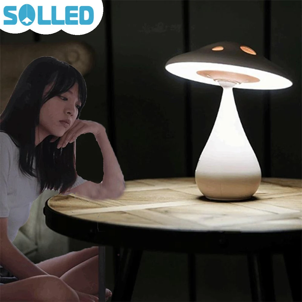 

SOLLED USB Chargeable LED Mushroom Night Light Negative Ion Air-Cleaner Eye Protection Lamp Stepless Dimming Gift Decoration