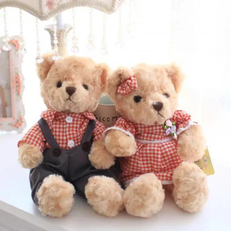 

Nooer 30cm A Pair of Lover Plush Teddy Bear Toy Wedding Decoration Bear Dolls For Girls Valentine's Day Birthday Gift