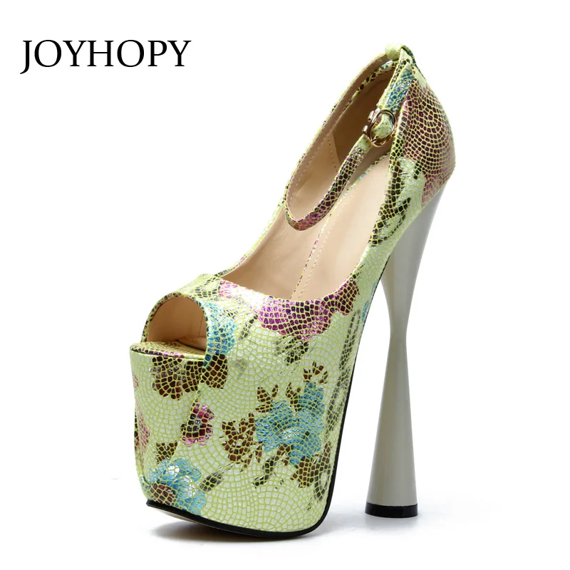 JOYHOPY 2018 New Peep Toe High Heels Women Printing 19cm Thick Heel Platform Shoes Big Size 34- 43 Sexy Ankle Strap Pumps Woman JOYHOPY 2018 New Peep Toe High Heels Women Printing 19cm Thick Heel Platform Shoes Big Size 34- 43 Sexy Ankle Strap Pumps Woman