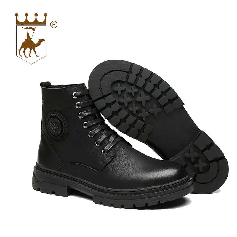 

BACKCAMEL 2018 Men's Leather Boots Autumn Winter Desert Short Boots Increase Wear-resistant Non-slip Shoes Work Safety