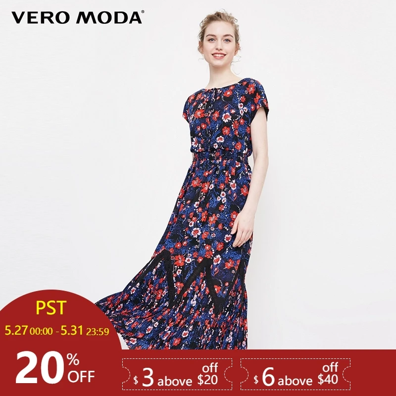 

Vero Moda printed fabric elastic waist sleeveless dress|31827B545