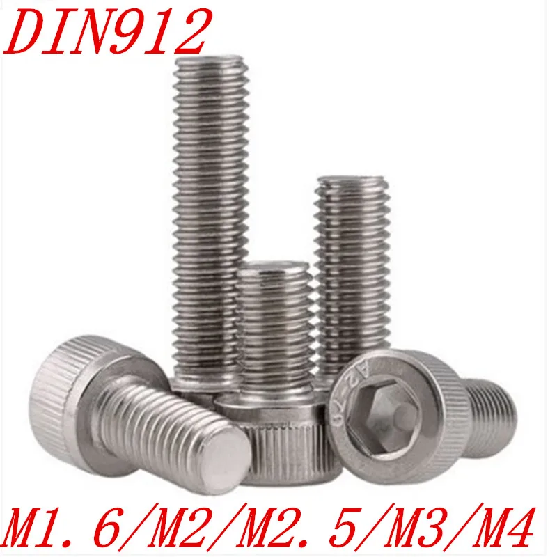 Винты с шестигранной головкой из нержавеющей стали 50 шт. M1.6/M2/M2.5/M3/M4 DIN912 304 |
