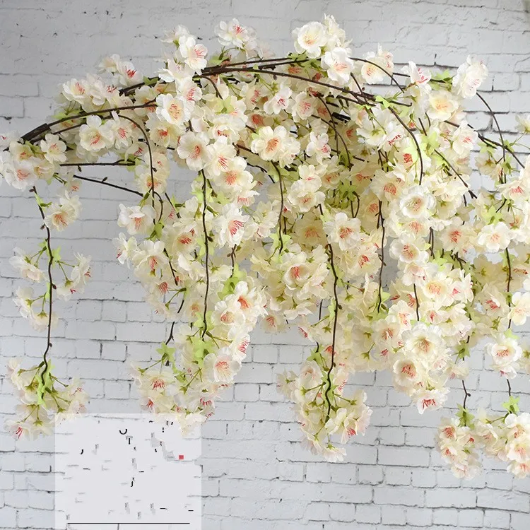 

Artificial Cherry Blossom Branch Flower Wall Hanging Sakura 150cm for Wedding Centerpieces Artificial Decorative Flowers 50pcs