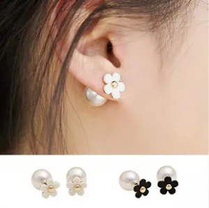 

New fashion elegant flower imitation pearl earrings lady earrings party gifts free shiping