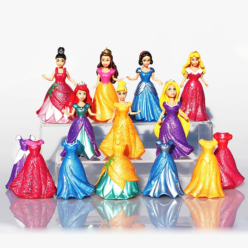 7pcs/set Snow White Princess Action Figure Ariel Rapunzel Merida Cinderella Aurora Belle Princess Sexy Toys Girls Doll Dress #E 7pcs/set Snow White Princess Action Figure Ariel Rapunzel Merida Cinderella Aurora Belle Princess Sexy Toys Girls Doll Dress #E