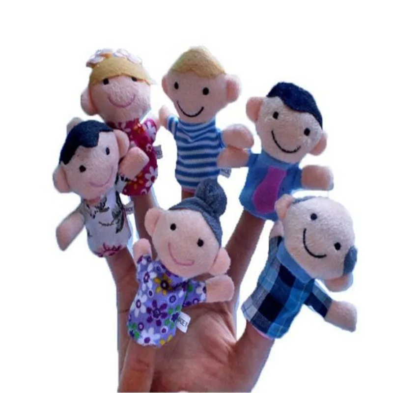 6 pcs Plush Baby Toys Family Finger Puppets Cloth Doll Kid Educational