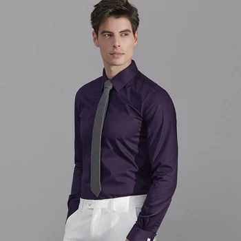 

2019 New Arrivals Men's Fashion High Quality Solid Color Regular Fit Dress Shirt Formal Business Meeting Suit Shirt for Men