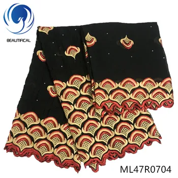 

BEAUTIFICAL Swiss Fabric Voile Lace Black Lace Fabric In Switzerland 100% Cotton African Dry Lace ML47R07